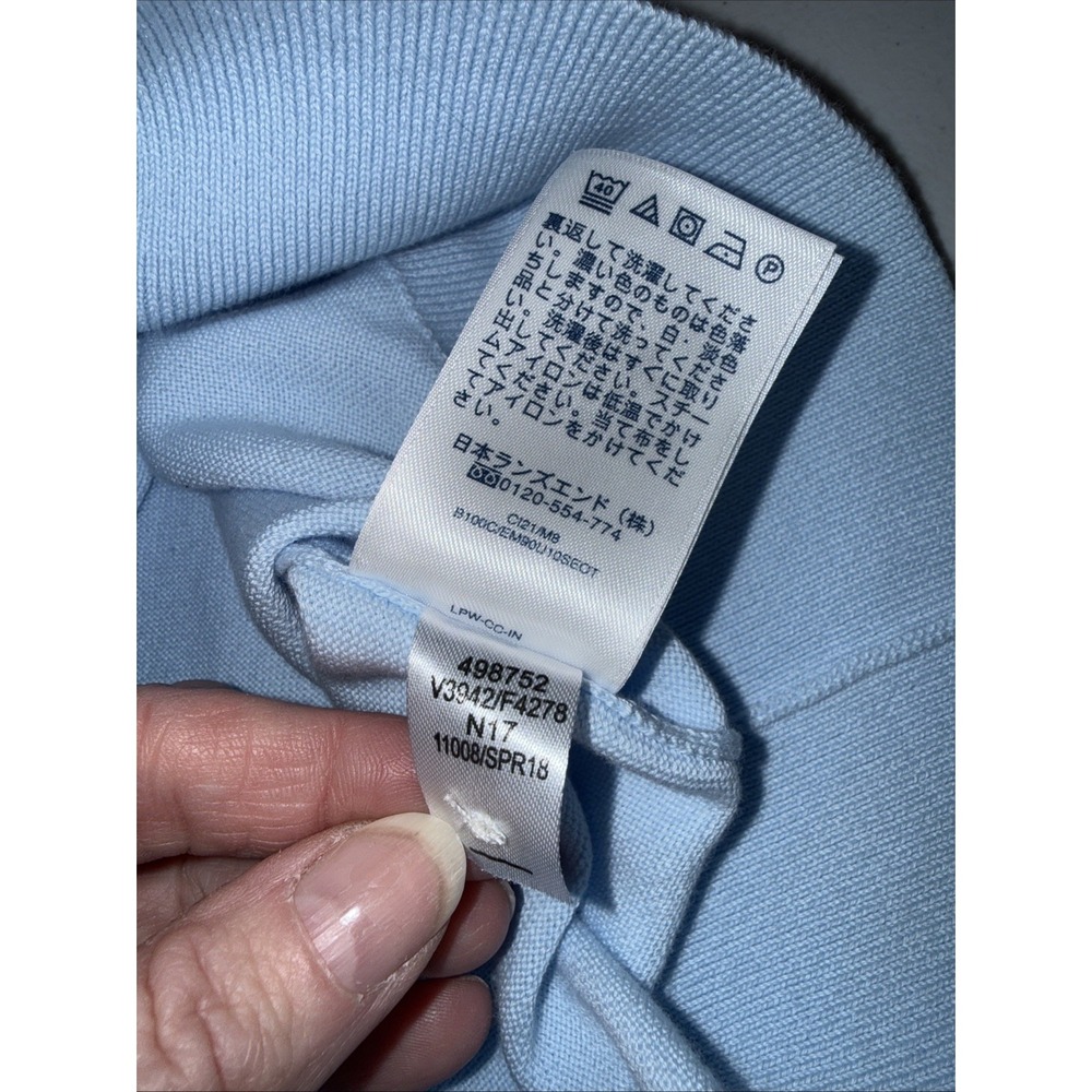 Lands End Embroidered Cardigan Light Blue Floral Feminine NWOT Sz Med Pima Cotto - Picture 9 of 13
